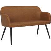 Daniella High Back Bench in Camel Leatherette & Black Steel